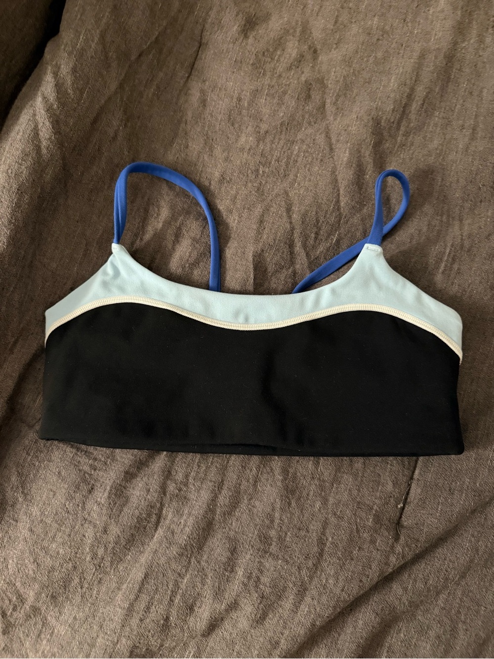 Colorblock Bralette Top in Black and Light Blue